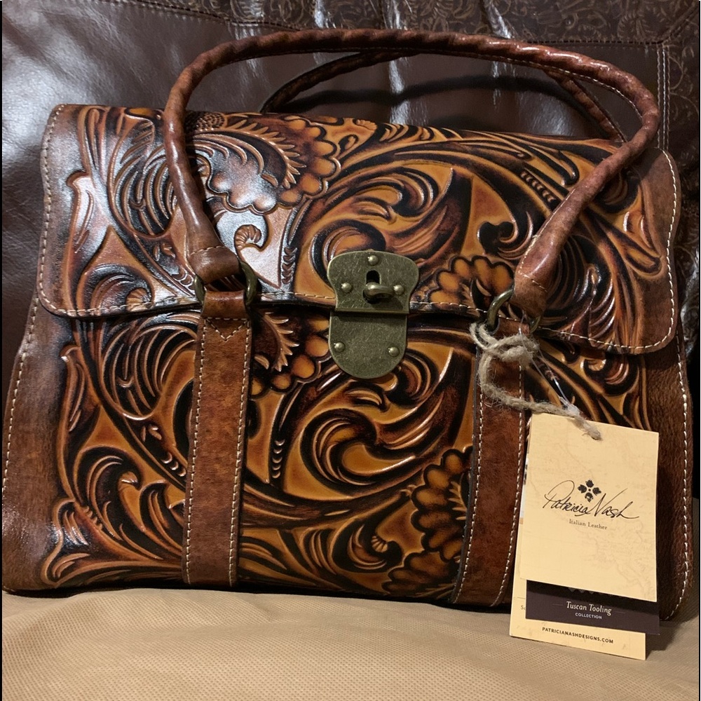 New Patricia Nash Tooled Vienna Satchel Gorgeous